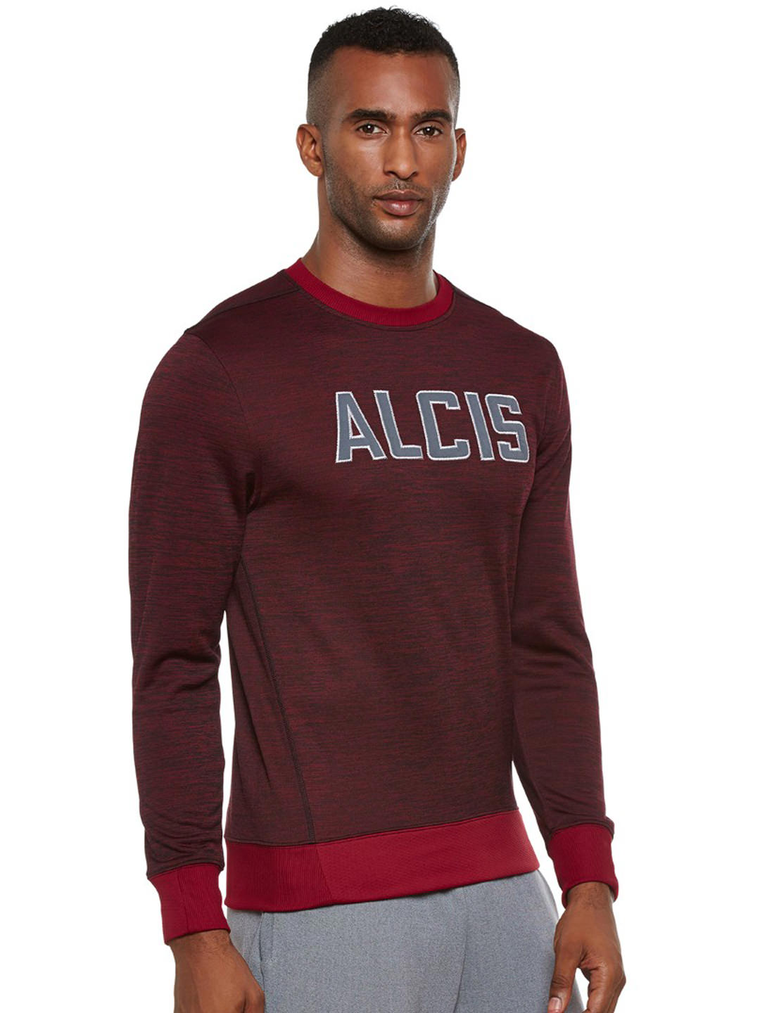 Alcis Men Maroon Self Design Sweatshirt 115MSS148