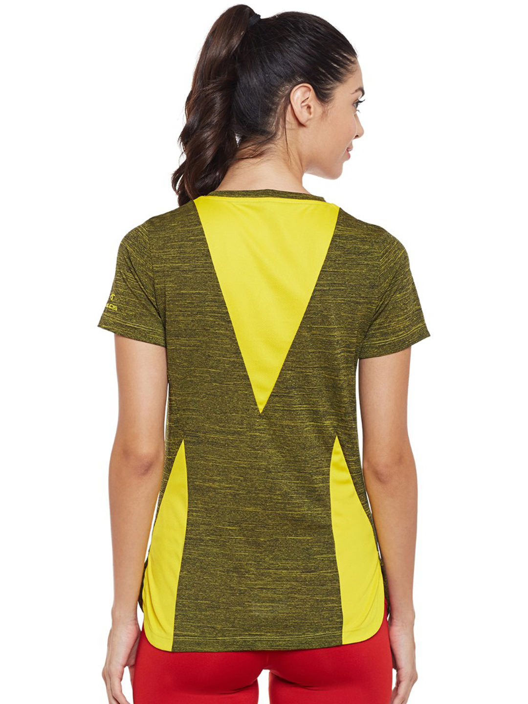 Alcis Women Olive Green Self-Design Slim Fit Round Neck T-shirt