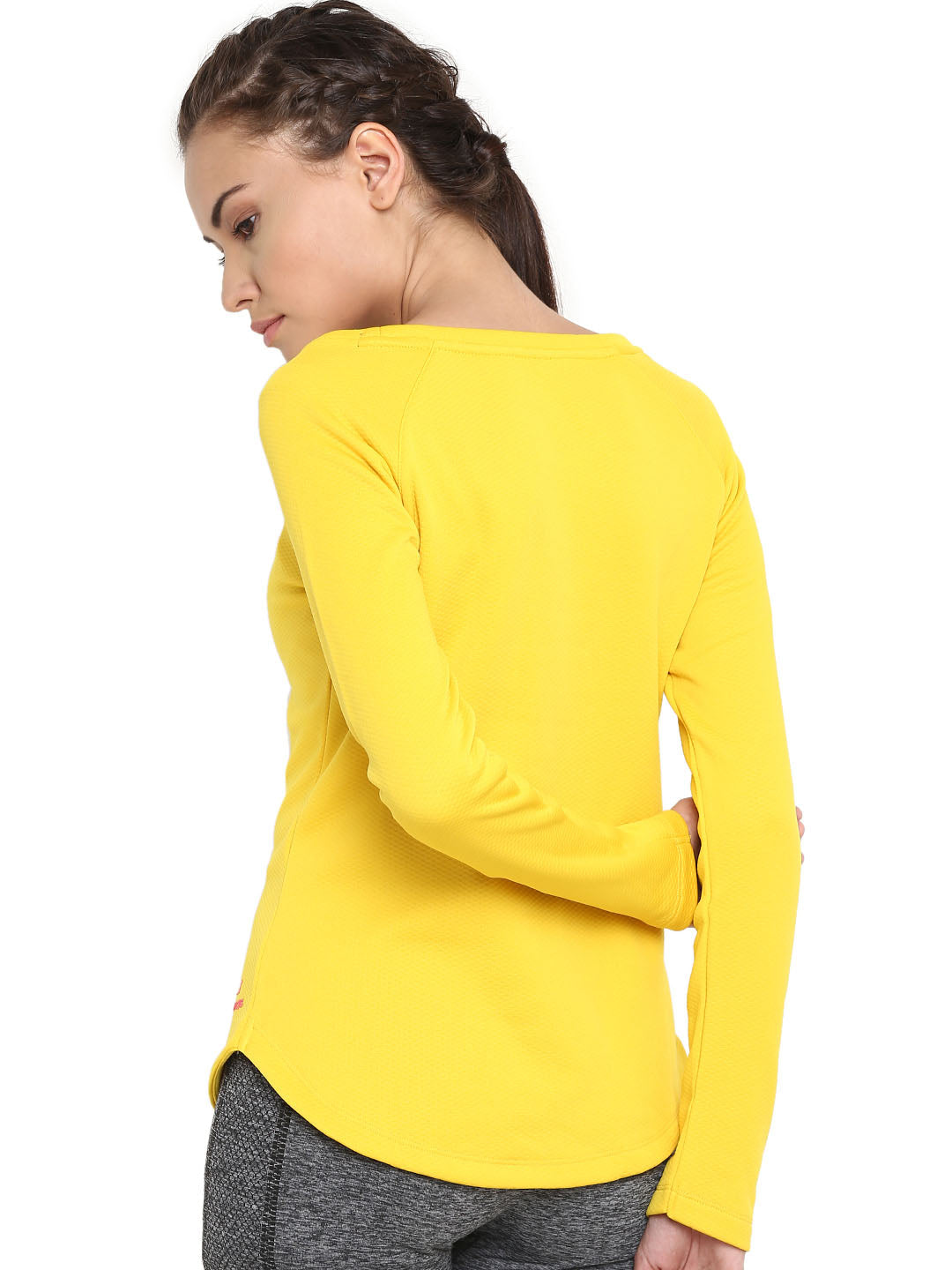 Alcis Women Yellow Solid Round Neck T-shirt