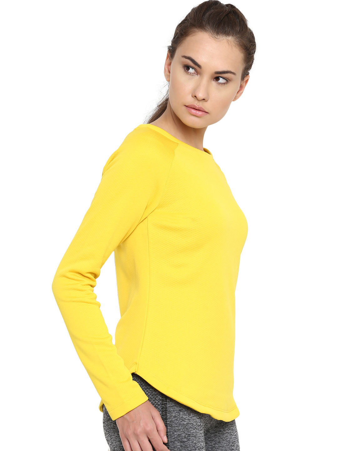 Alcis Women Yellow Solid Round Neck T-shirt
