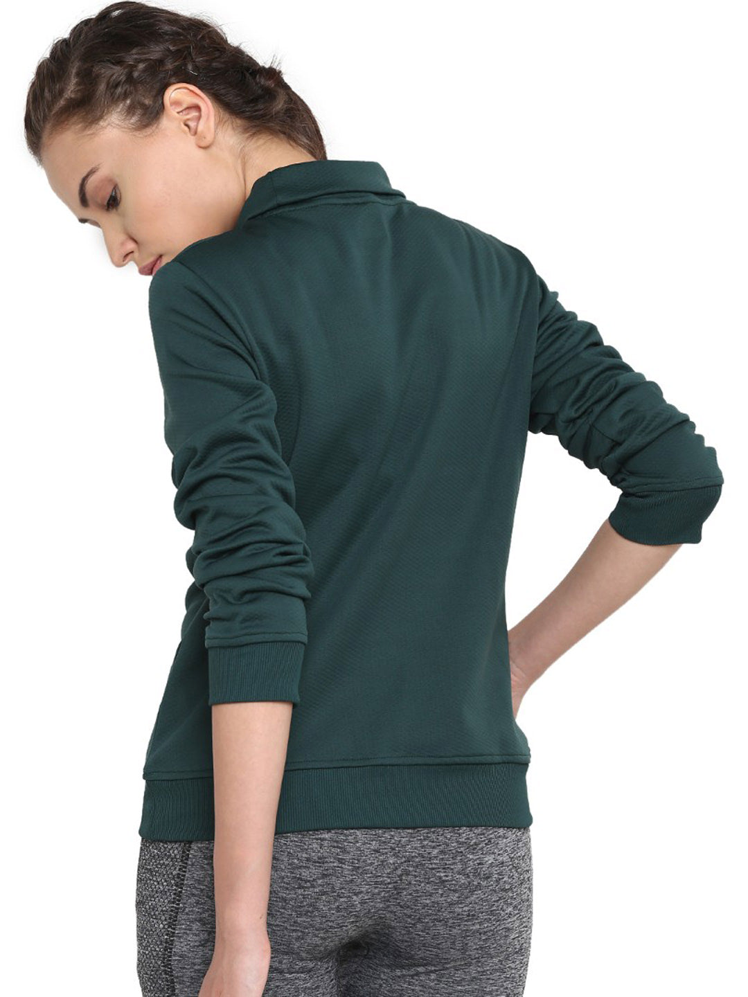 Alcis Women Green Solid Sweatshirt 133WSS193