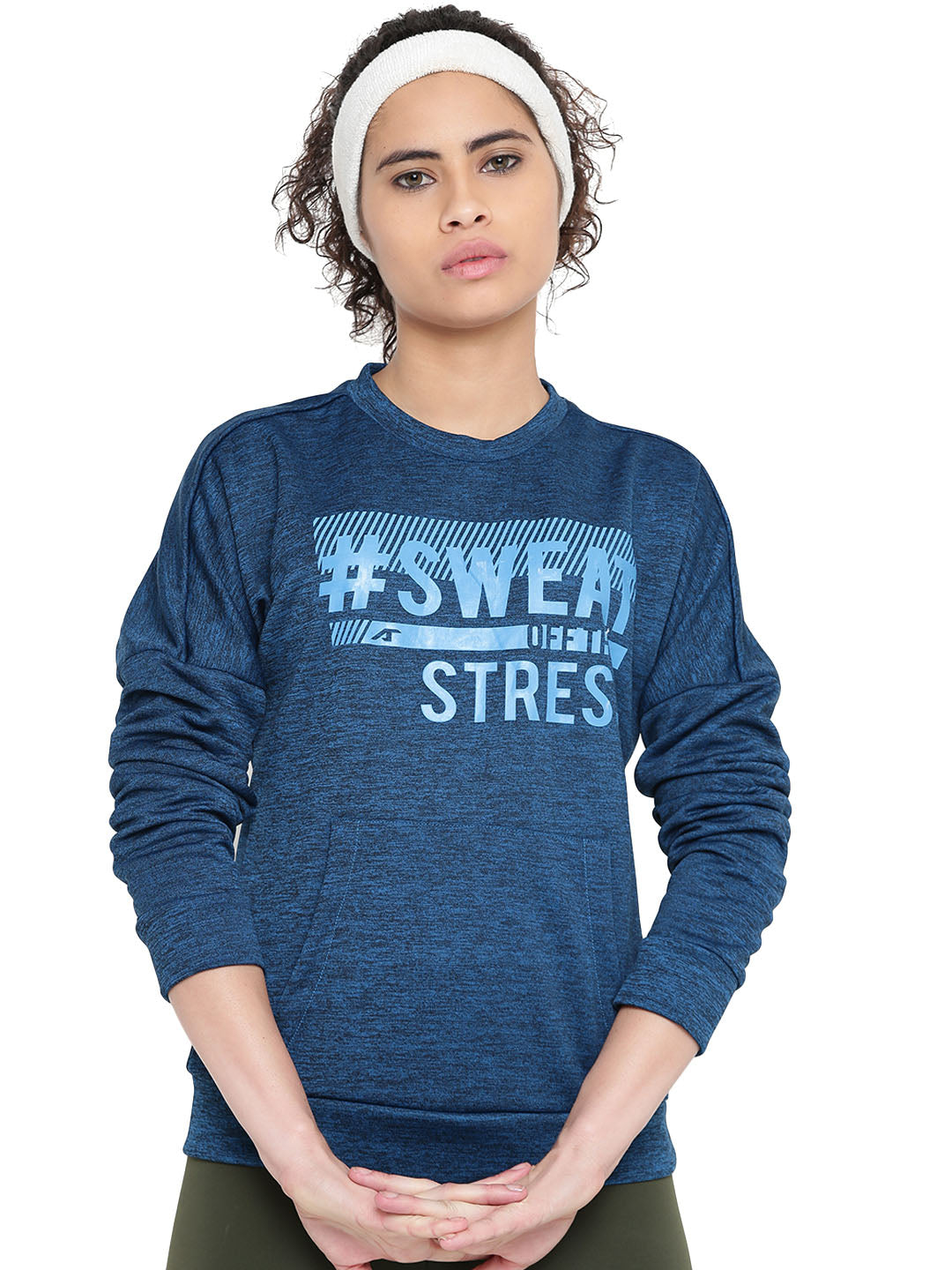 Women Printed Blue Sweatshirts