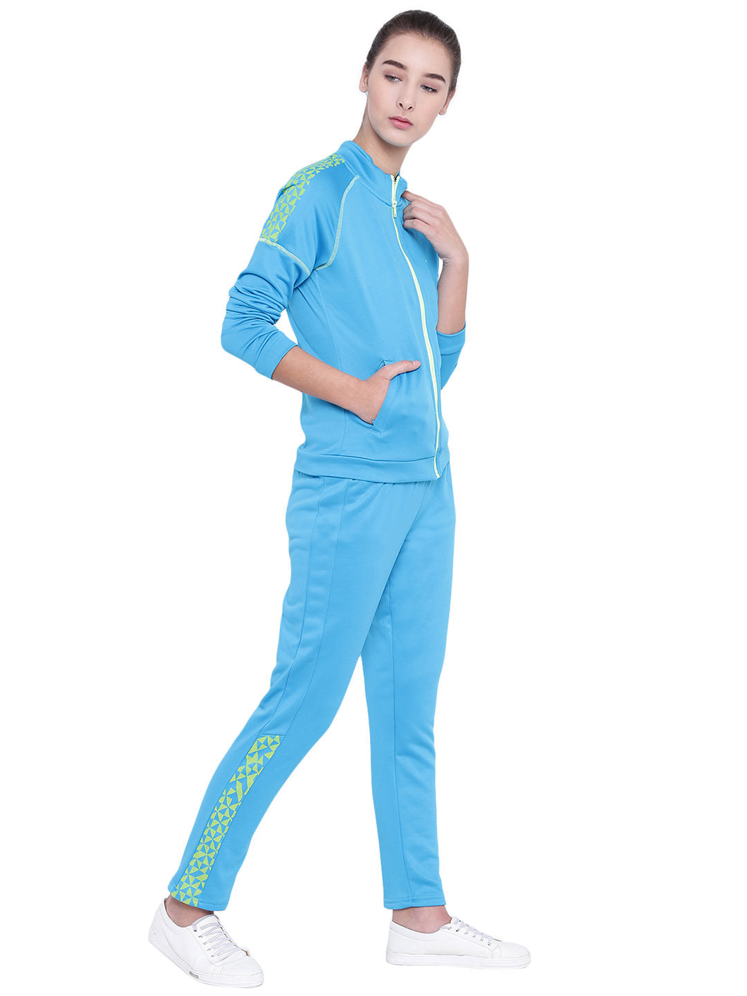 Women Blue Solid Track Suit
