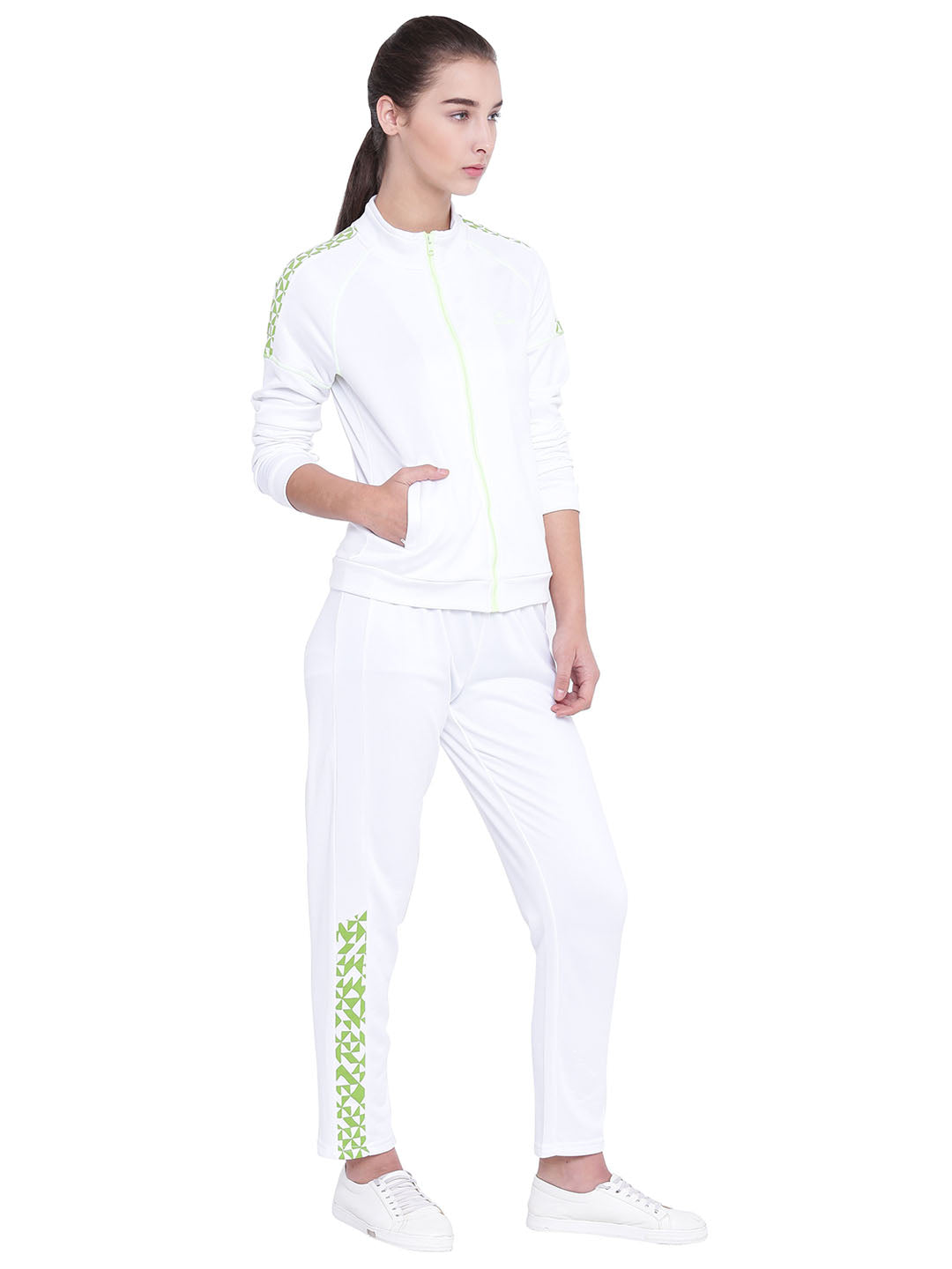 Women Solid White Tracksuits
