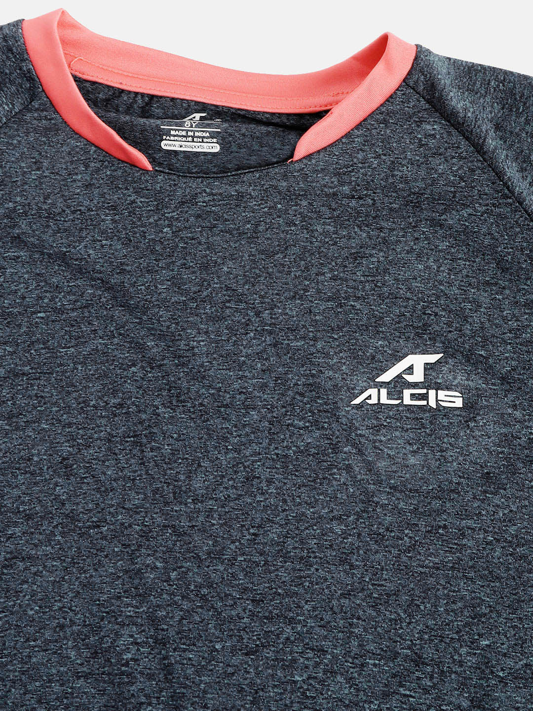 Alcis Boys Charcoal Grey Solid Slim Fit Round Neck VIROPROTKT Training T-shirt