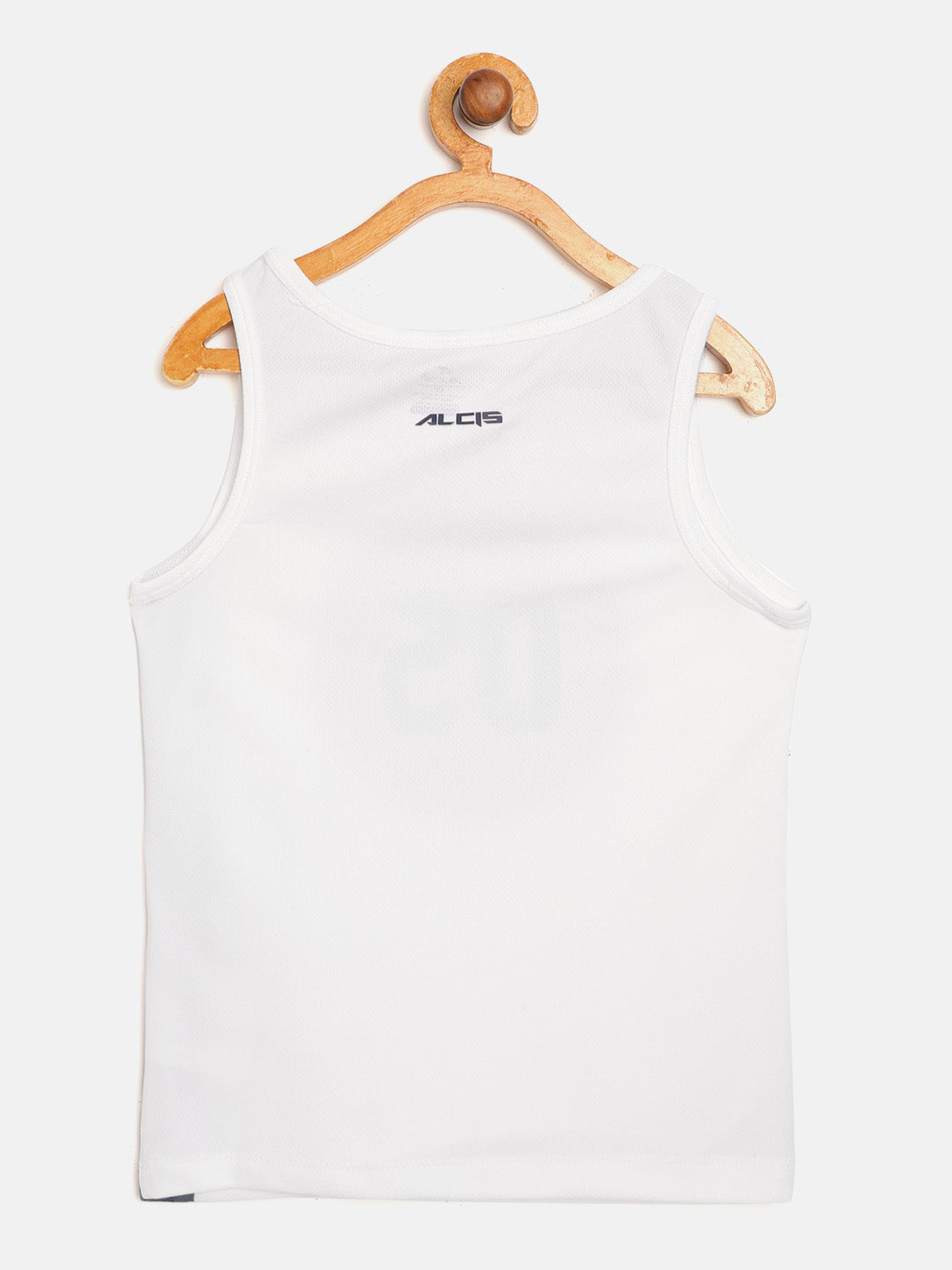 Alcis Boys White & Red Varsity Print Sleeveless T-shirt