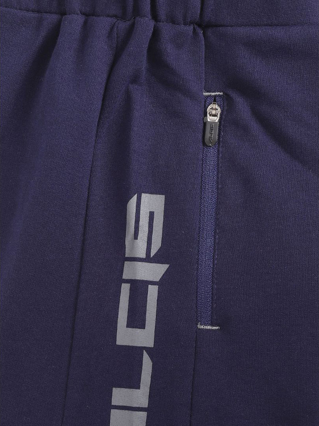 Alcis Boys Navy Blue Solid Slim Fit Sports Shorts