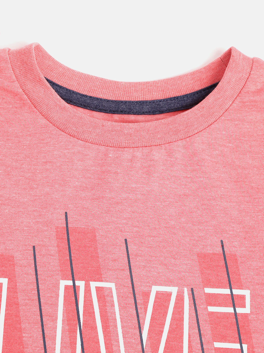 Alcis Boys Coral Pink Printed Round Neck T-shirt