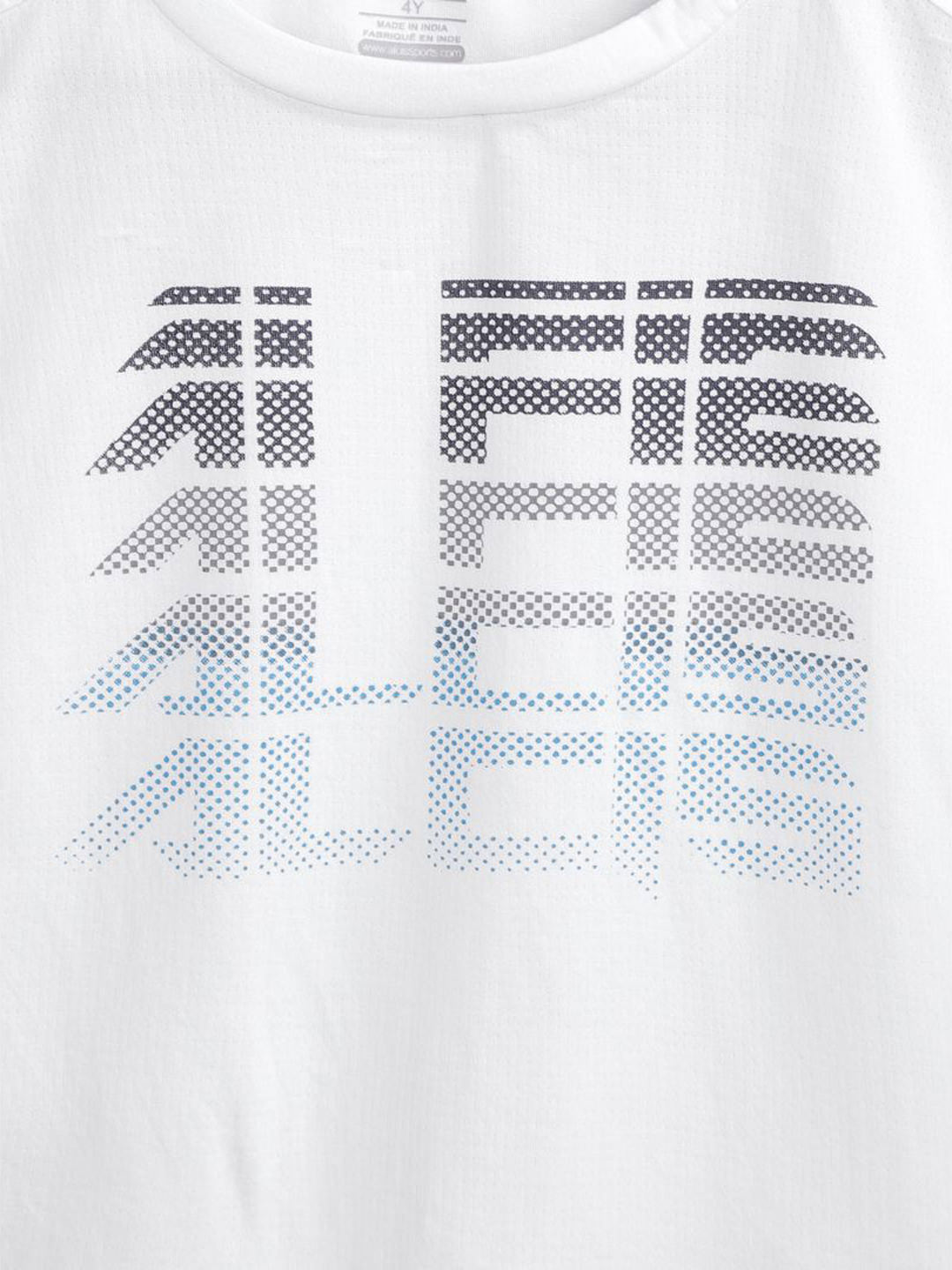 Alcis Boys White Printed Round Neck Training T-shirt