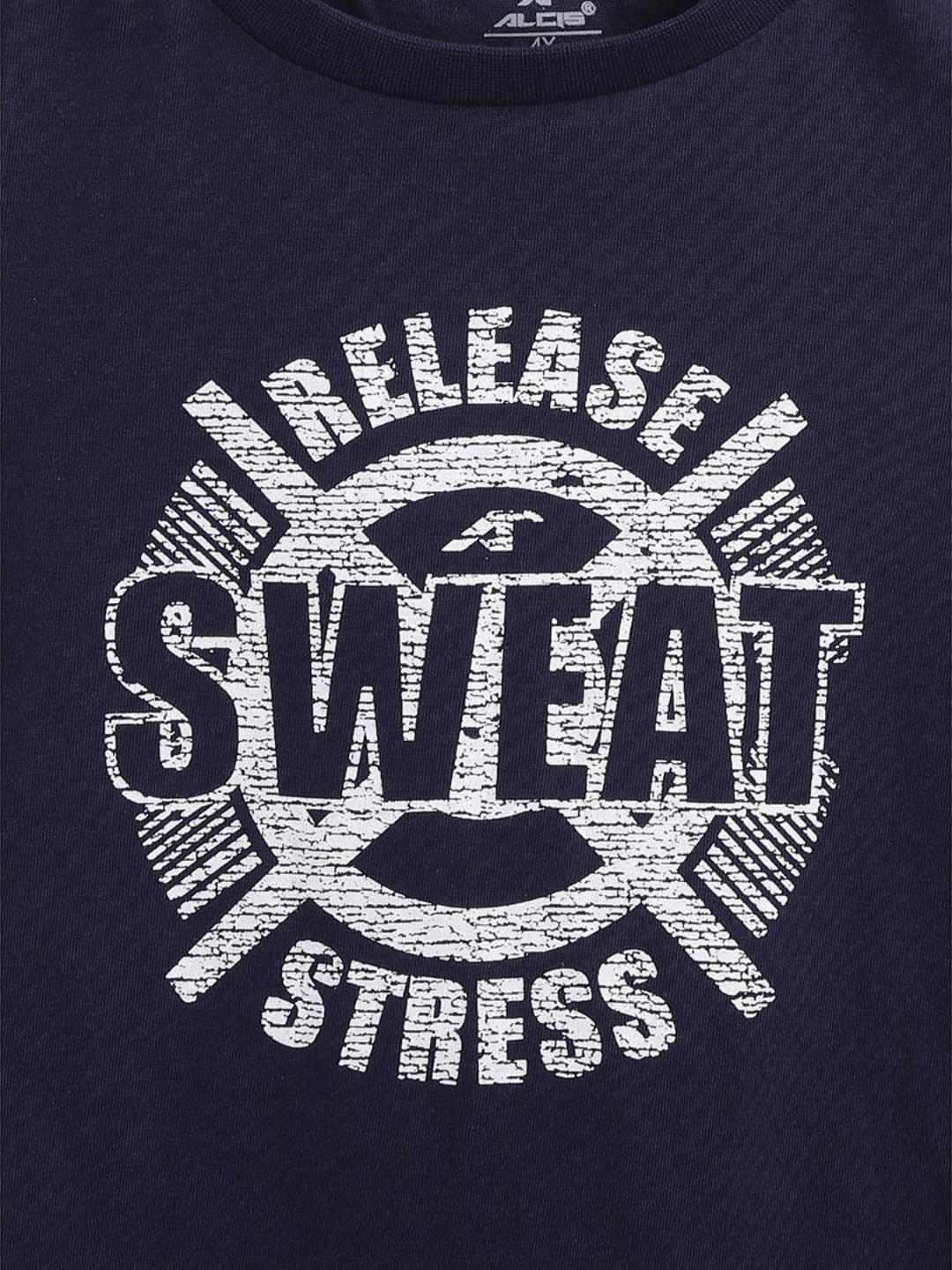 Alcis Boys Navy Blue Printed Round Neck Training T-shirt