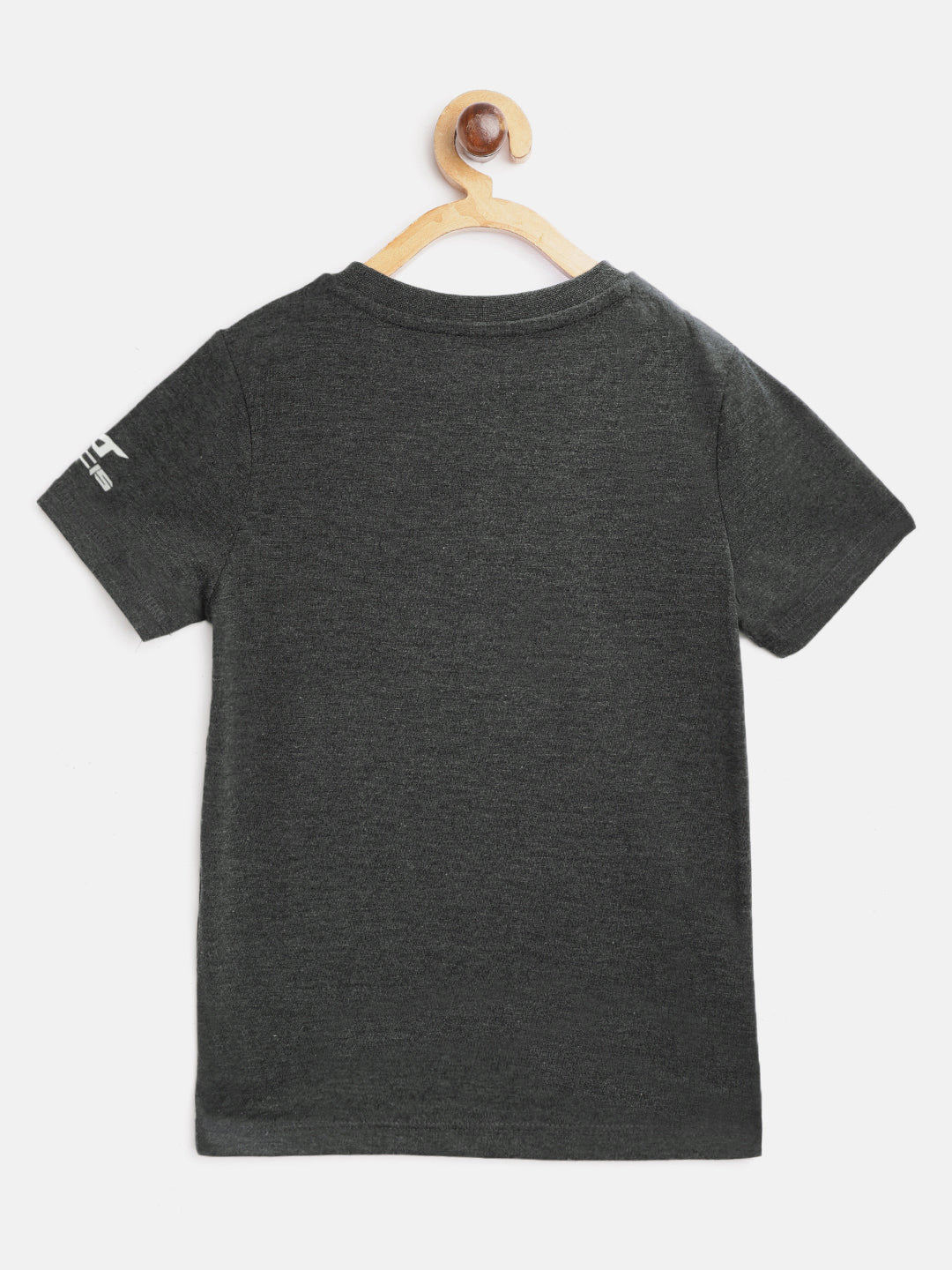 Alcis Boys Charcoal Grey & Green Printed Round Neck T-shirt