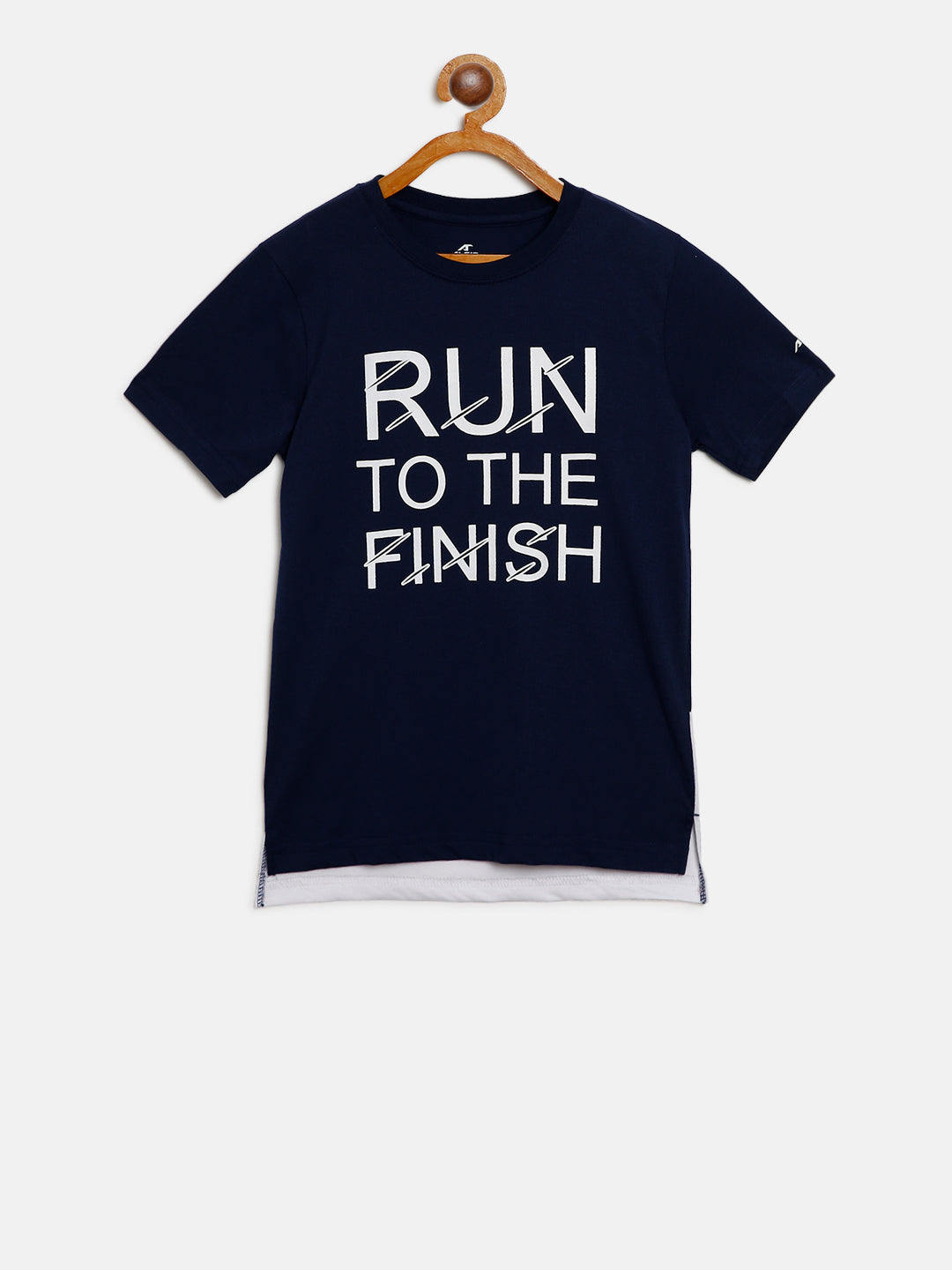 Alcis Boys Navy Blue White Printed Round Neck T-shirt