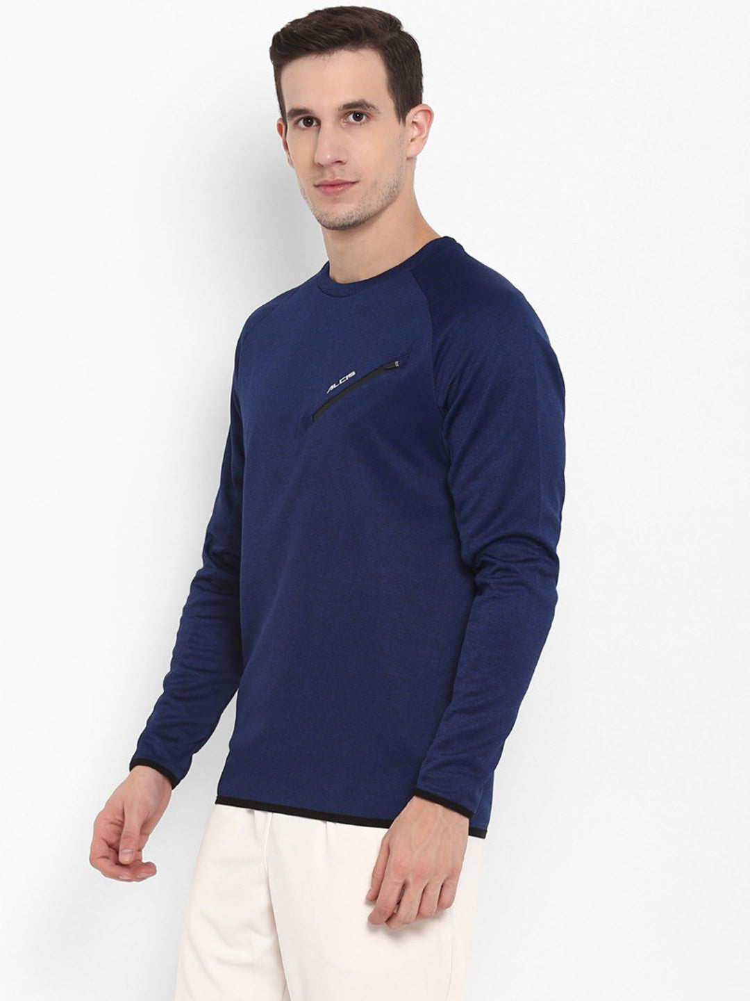 Navy Blue Self Design Sweatshirt