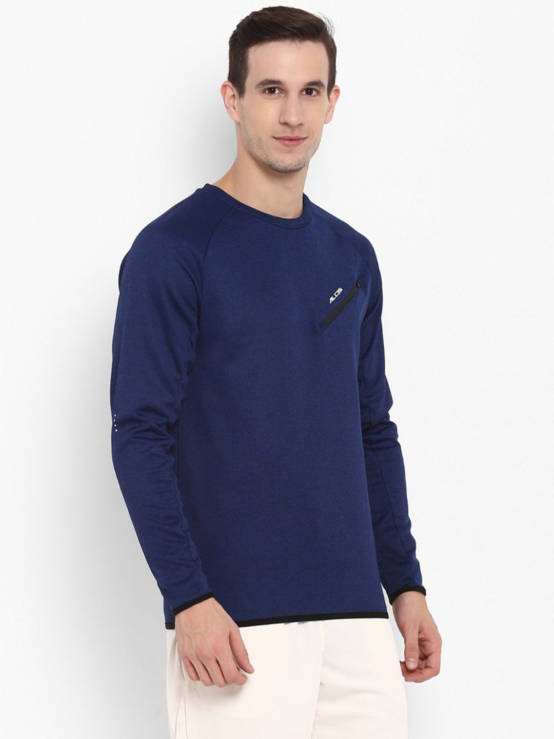 Navy Blue Self Design Sweatshirt