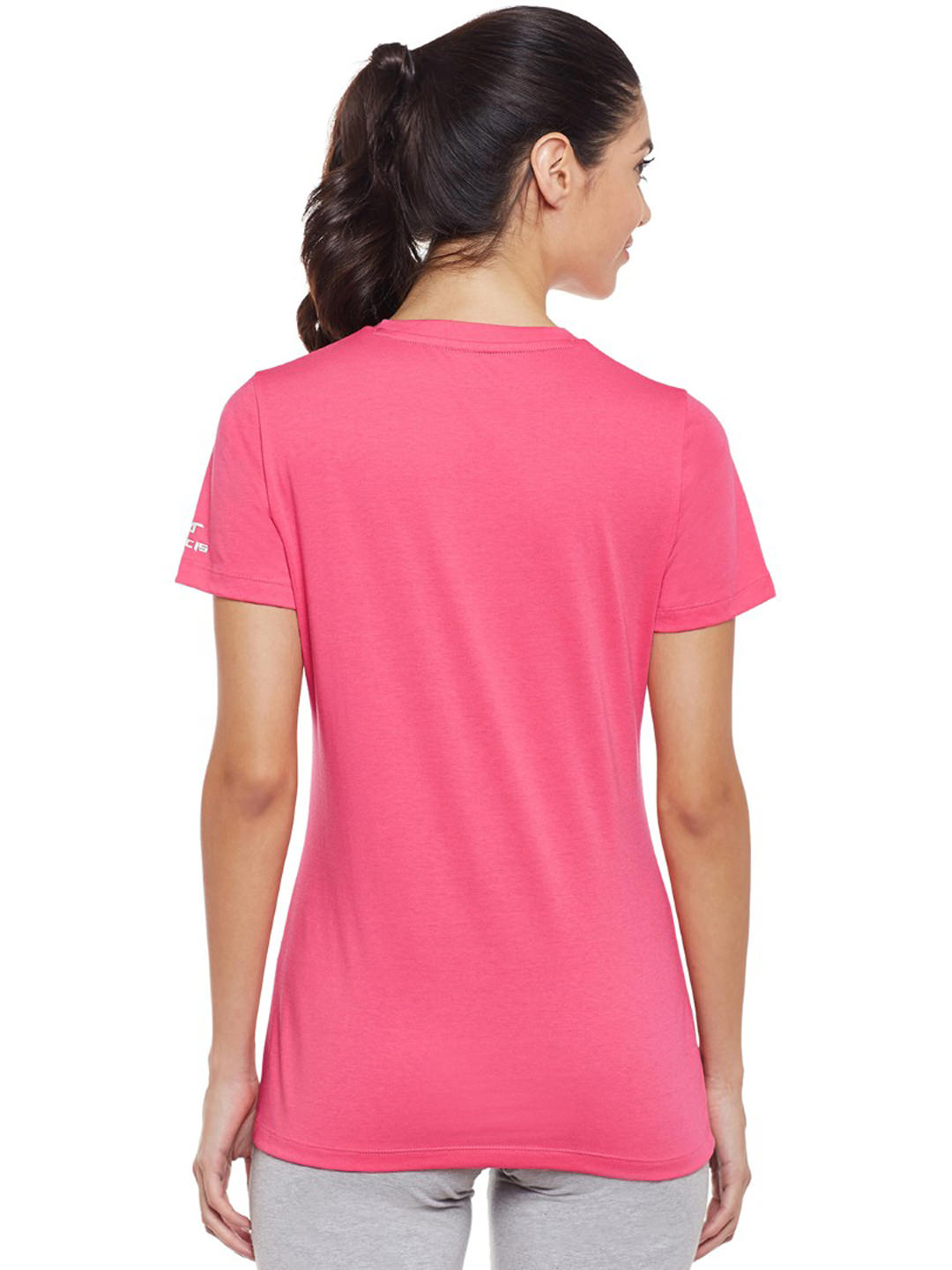 Alcis Women Pink Printed Slim Fit Round Neck T-shirt