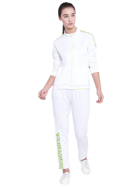 Women Solid White Tracksuits