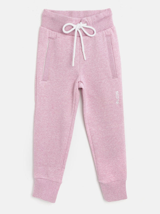 Alcis Girls Pink Solid Straight Fit Knitted Sports Joggers