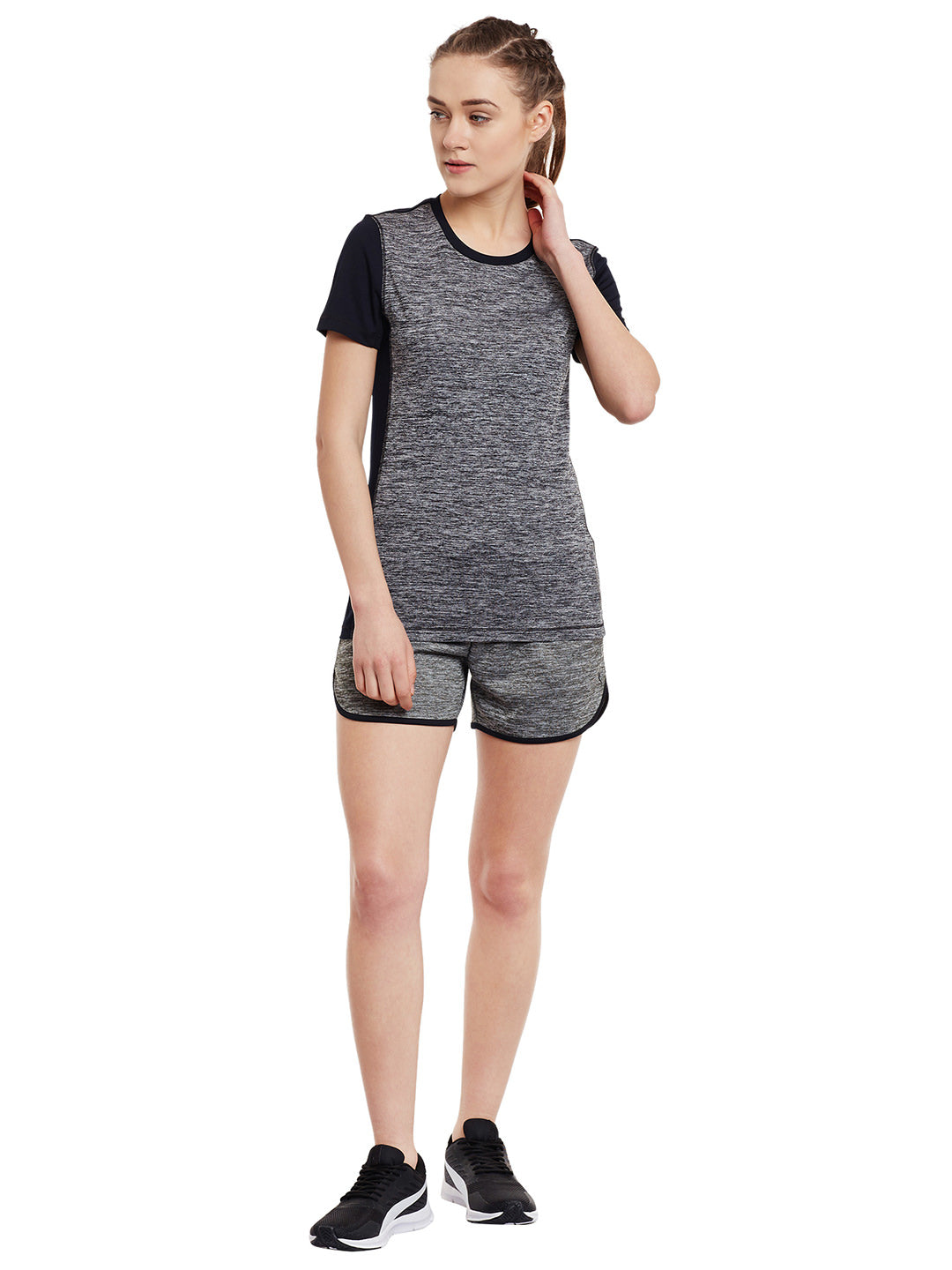 Women Black Solid Short