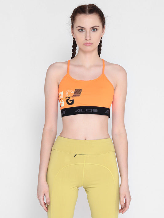 Women Orange Printed Crop Top
