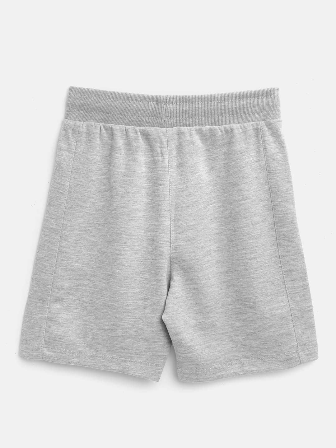 Alcis Boys Grey Melange Solid Slim Fit Sports Shorts