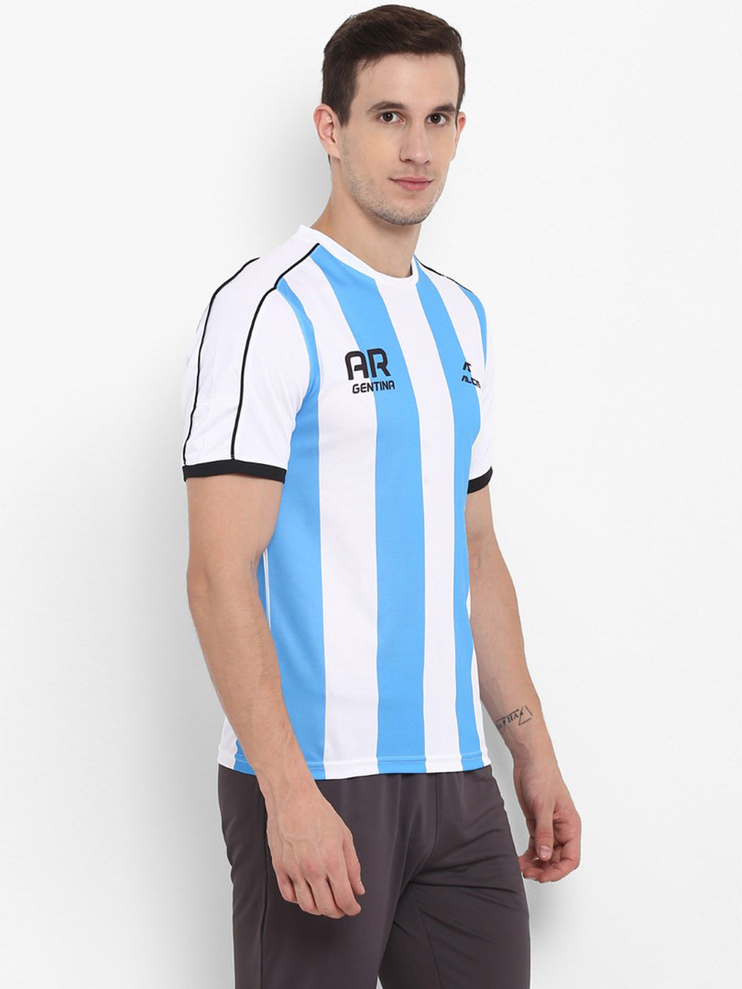 Alcis Blue Striped Round Neck T-Shirt