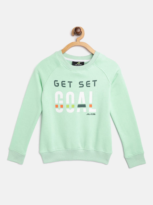 Alcis Girls Mint Green White Slogan Print Sporty Sweatshirt